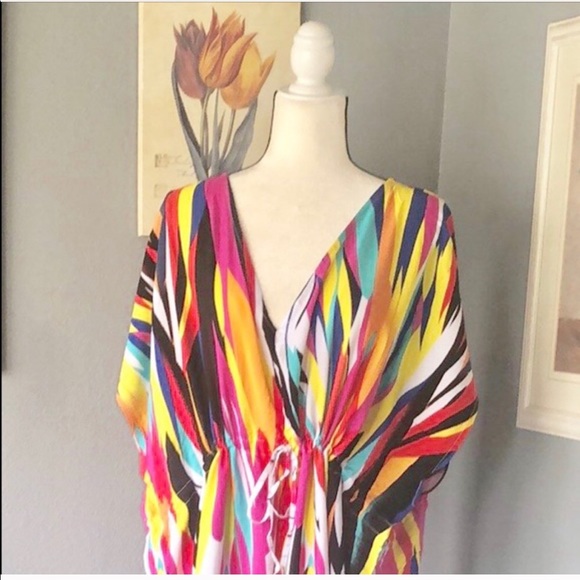 5 Star 🌟 Fave! The Vibrant Dress /Kaftan 💯 Rayon - Picture 4 of 6